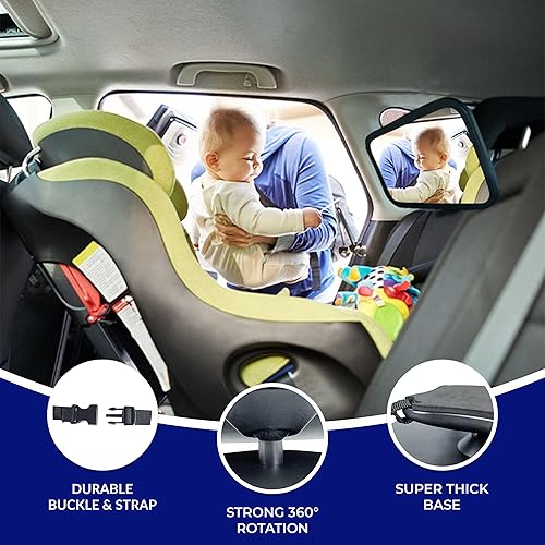 Miniatura 1 de Espejo de coche para bebé, espejo de seguridad para asiento de automóvil para bebé con amplia visión transparente, inastillable, totalmente montado,