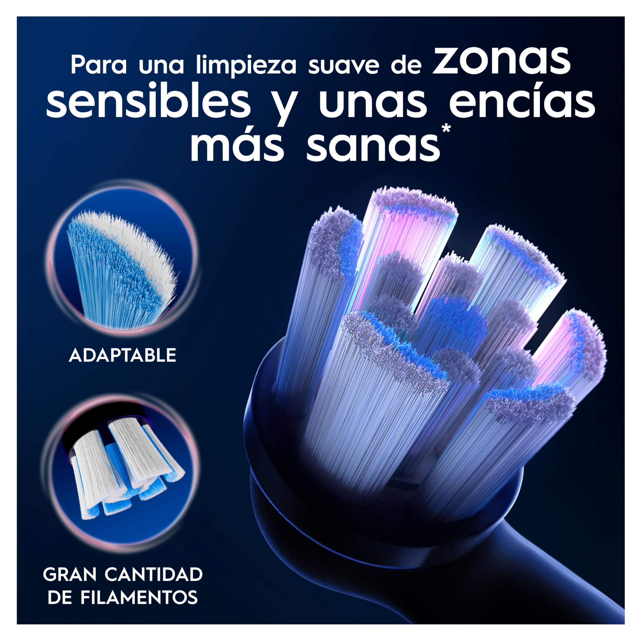 Oral-B iO Gentle Care Cabezales de Recambio Originales, Negro, Pack de 6 - Recambios para Cepillos de Dientes Eléctricos Oral B iO, Cepillado Delicado para Encías Sensibles, Filamentos Suaves
