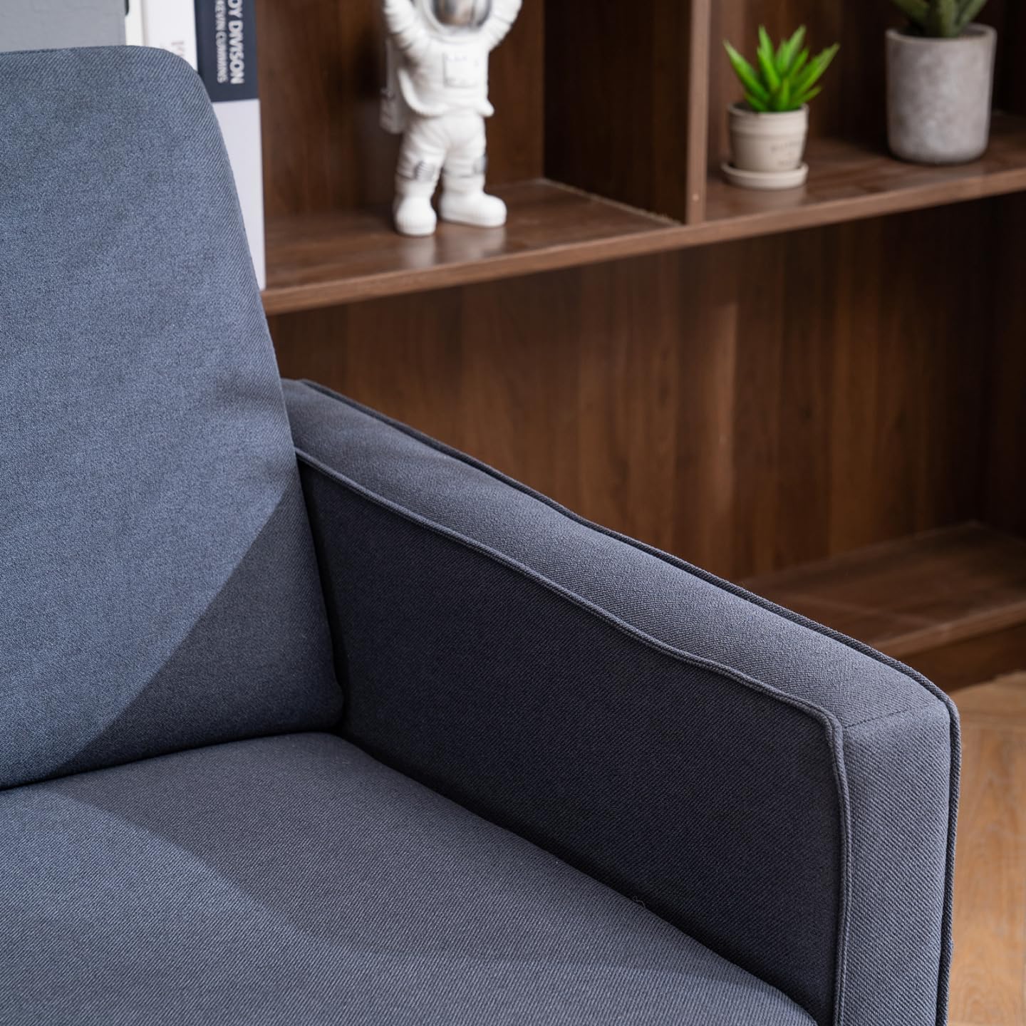 i-POOK 71.3" Sectional Couch, 3 Seat Couch with 5.5" Soft Seat Cushion and Wood Frame, Mid-Century Modern Love Seat Couch for Living Room, Bedroom, Dark Grey