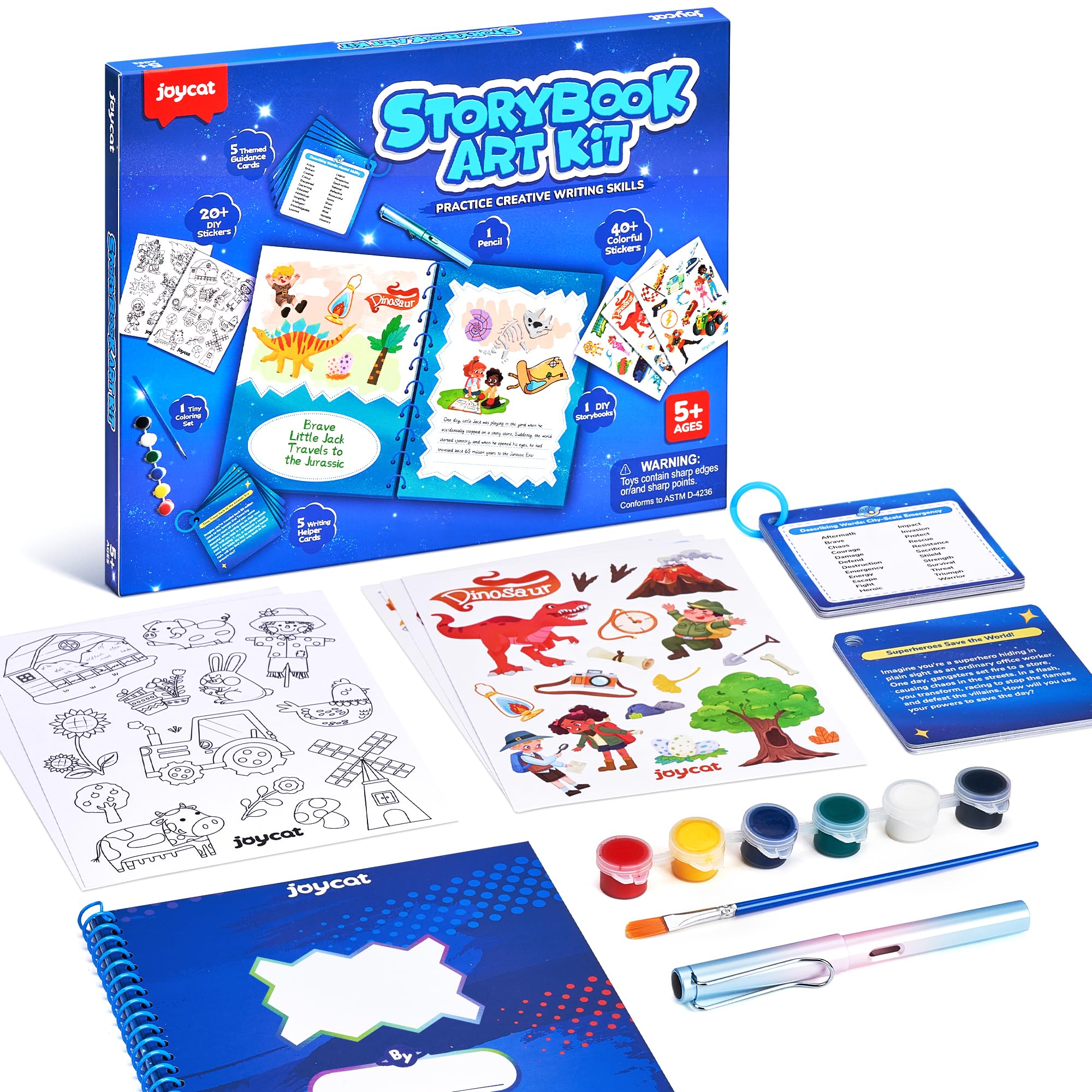 Adventure Storybook Art Starter Kit, Creative Writing for Kids, Write Your Own Book, Art Kit for Kid 6-9, DIY Craft, Scrapbooking & Journal Supplies, Hardcover Comic Book Making Kit, Christmas Gift