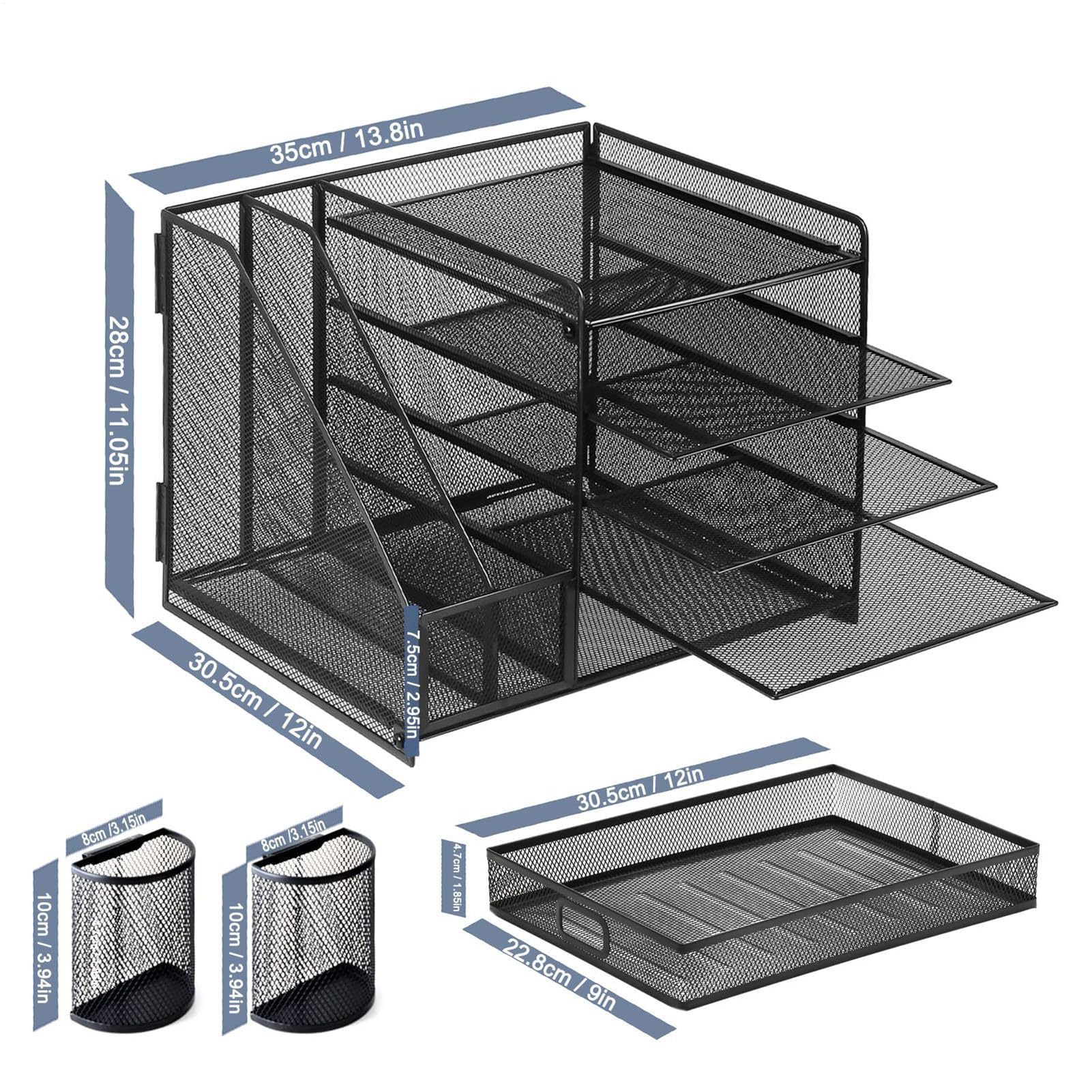 Scrivania in rete con cassetto scorrevole, lima in metallo per scrivania, contenitore antiscivolo per forniture artistiche, penne e libri, soluzione per ufficio