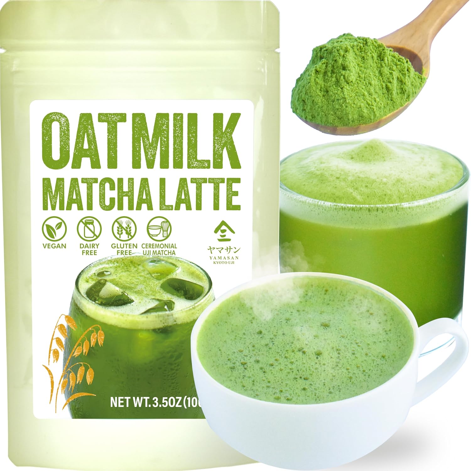 Japanese Oat Milk Matcha Latte, Uji Matcha Ceremonial Grade with Oat