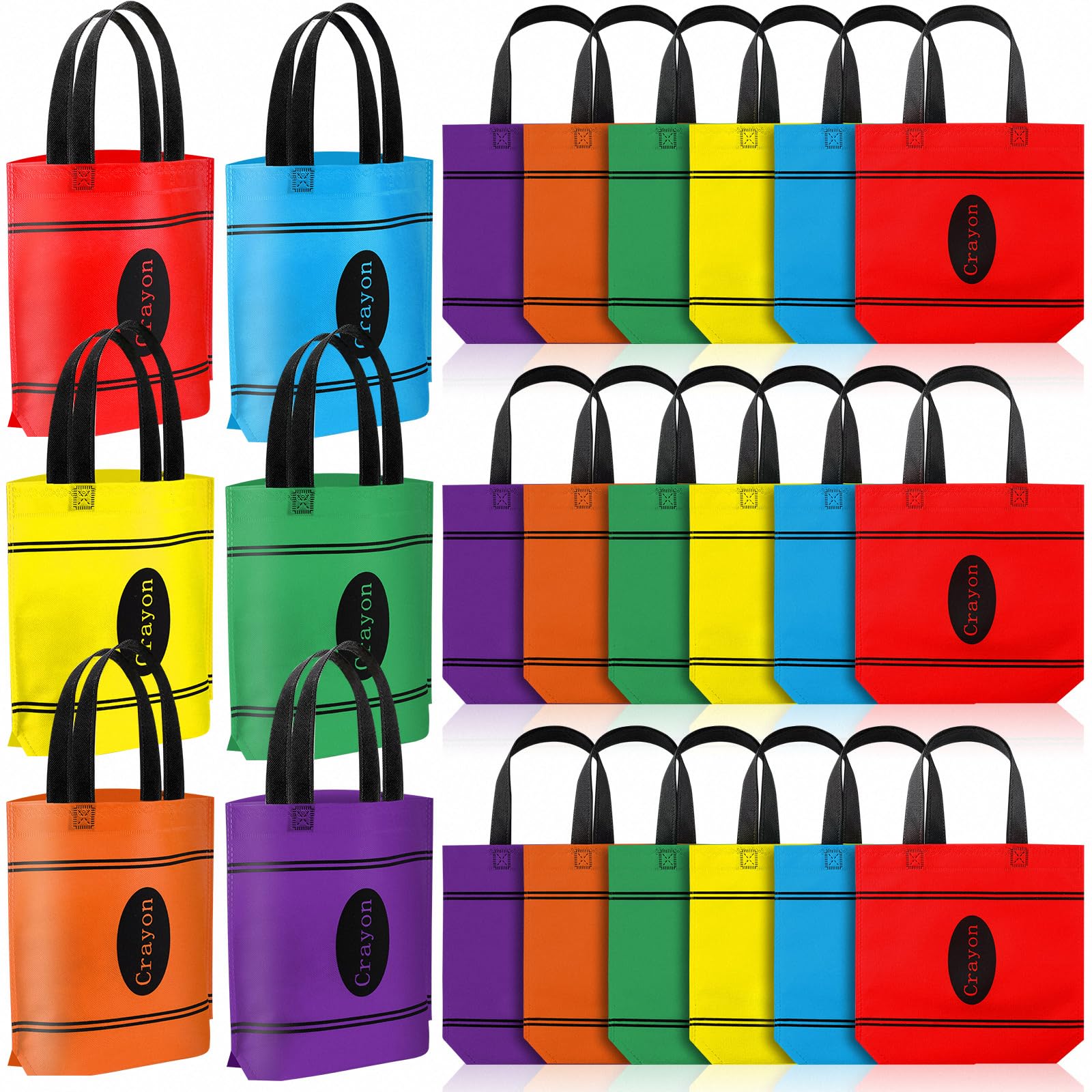 Hosuly 24 bolsas de regalo de fiesta no tejidas para el regreso a clases, bolsa de regalo de graduación, bolsa de mano reutilizable arcoíris, Varios colores