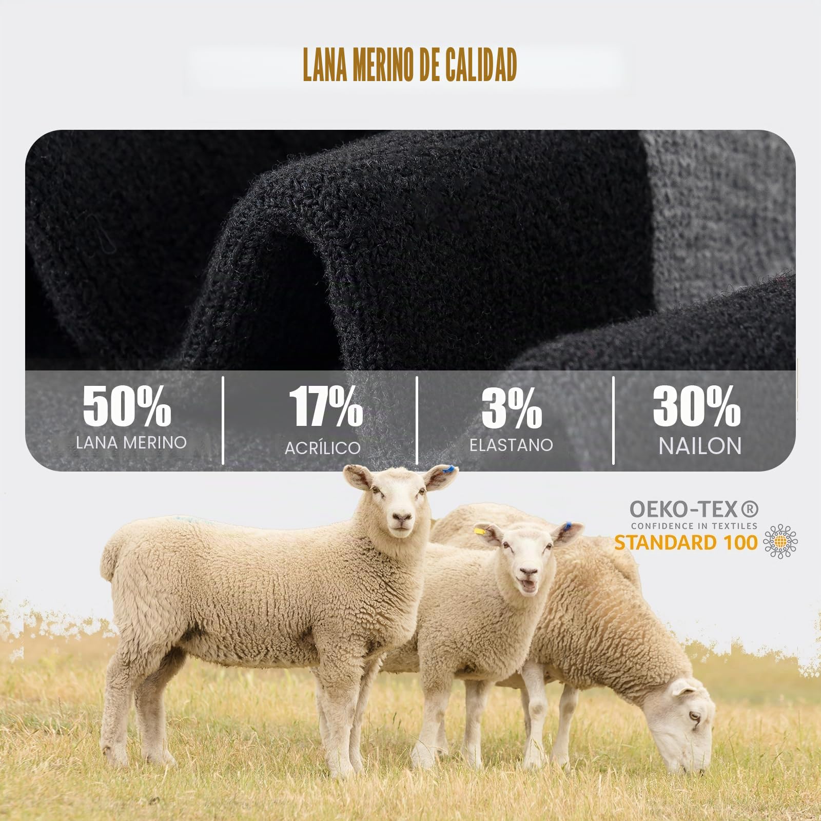 Calcetines Trekking Lana Merino Antiampollas Acolchado Transpirables 3 Pares