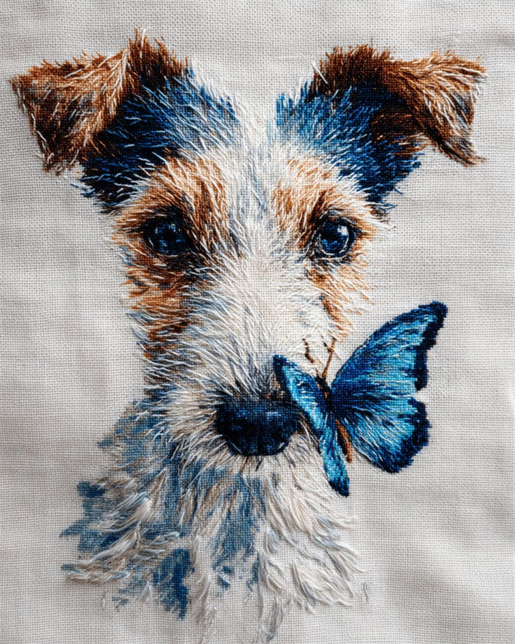AxiangziK DIY Cross Stitch Kits Dog and Butterfly 11CT 60x80cm