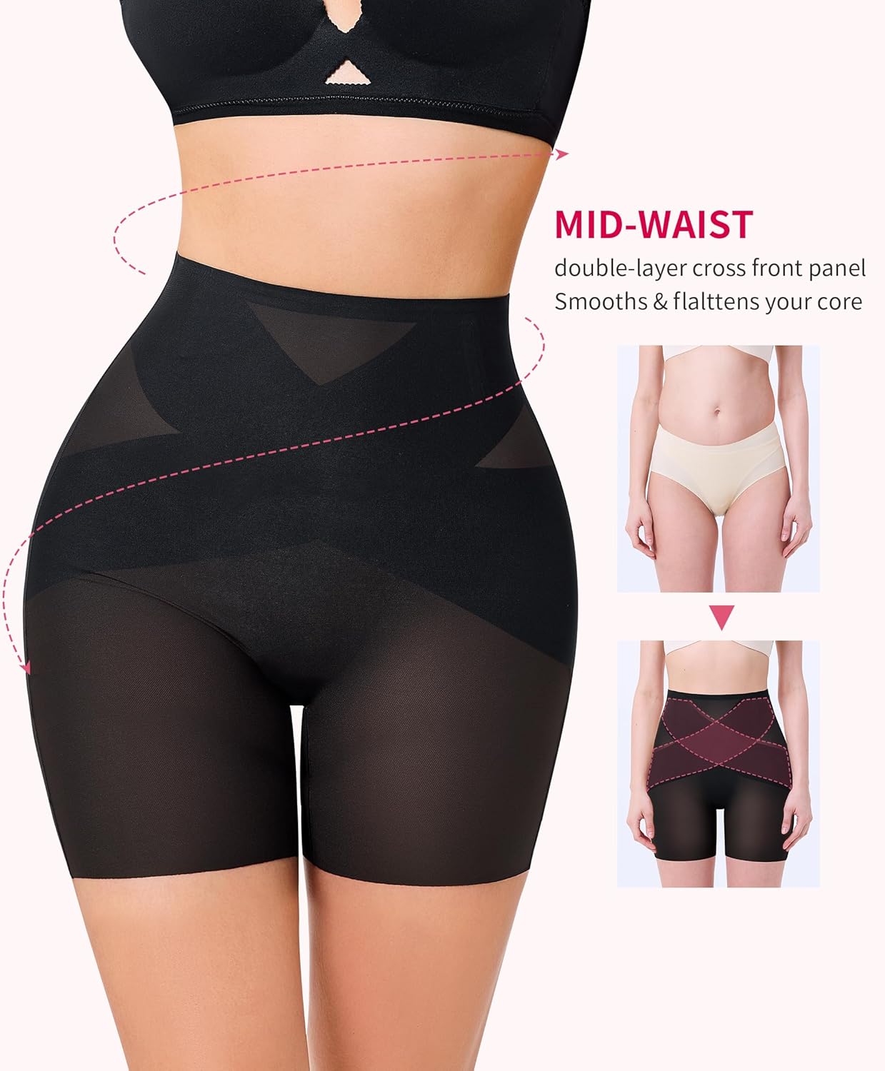 Gotoly Shapewear Tummy Control Mid-Waist Body Shaper Shorts Butt Lifting Panties Shapewear Shorts - Image 3