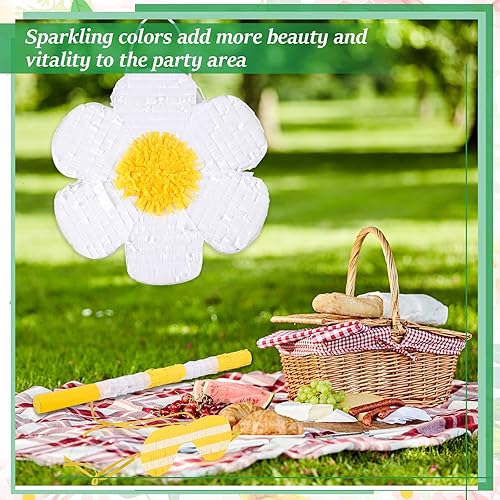 Miniatura 6 de Pequeña piñata de margarita colgante de revelación de género con venda y palo para suministros de fiesta de cumpleaños