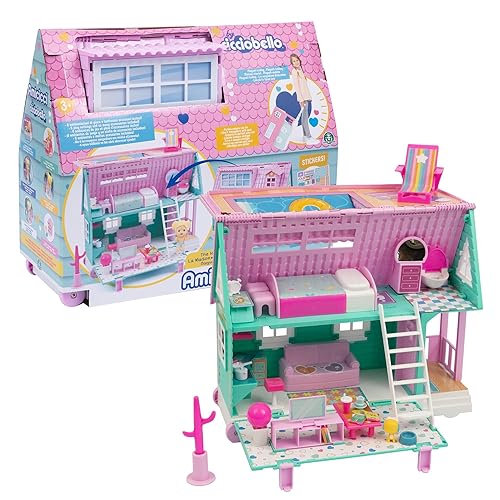 Immagine del prodotto Amicicci Nuova Casa, Casa da Gioco Portatile con Soggiorno, Bagno, Camera, Giardino e Solarium, Giochi Bambini 3 Anni, Ideale Come Gameset per gli Amicicci, con Pratica Maniglia Trolley
