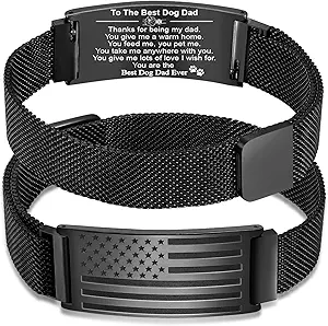 Gifts for New Dad, Stepdad, Dad to Be, Stainless Steel American Flag Bracelet Jewelry for Men, Father’s Day Birthday Christmas Gifts,Adjustable Size