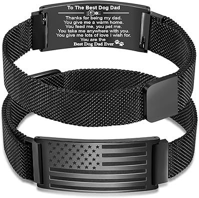 Gifts for New Dad, Stepdad, Dad to Be, Stainless Steel American Flag Bracelet Jewelry for Men, Father’s Day Birthday Christmas Gifts,Adjustable Size
