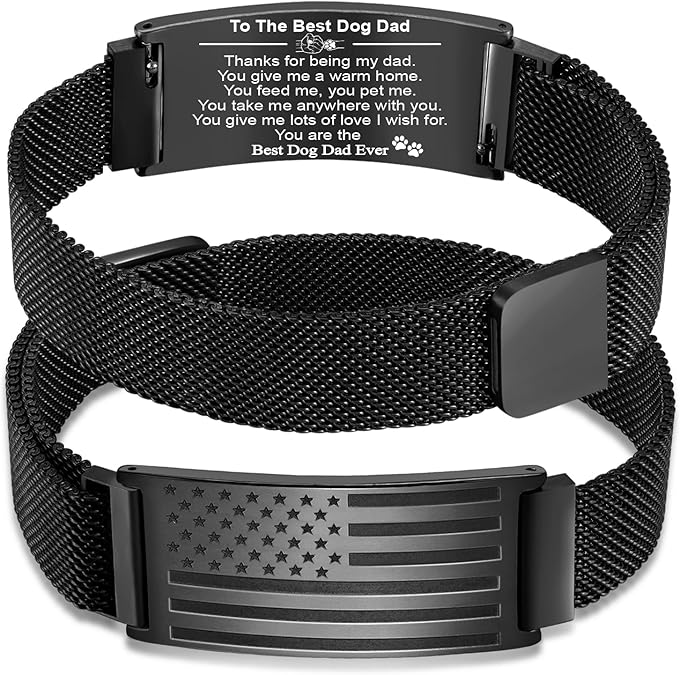 Gifts for New Dad, Stepdad, Dad to Be, Stainless Steel American Flag Bracelet Jewelry for Men, Father’s Day Birthday Christmas Gifts,Adjustable Size
