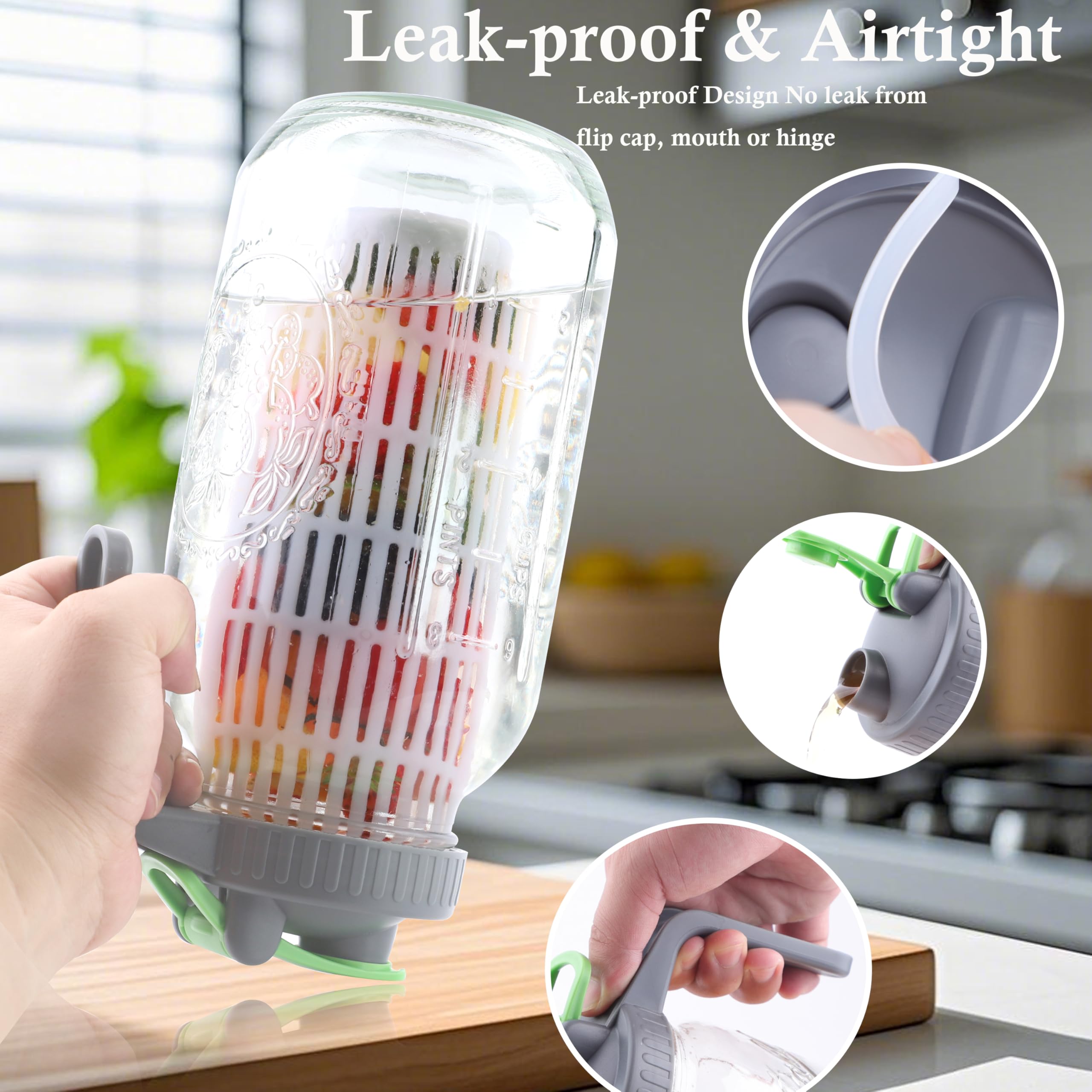 Jarra de agua de vidrio de 2 cuartos de galón con infusor de 64 onzas de boca ancha con infusión de agua fría y caliente, jarra con tapa, medio galón para café, sol, té, limonada, leche materna, jugo