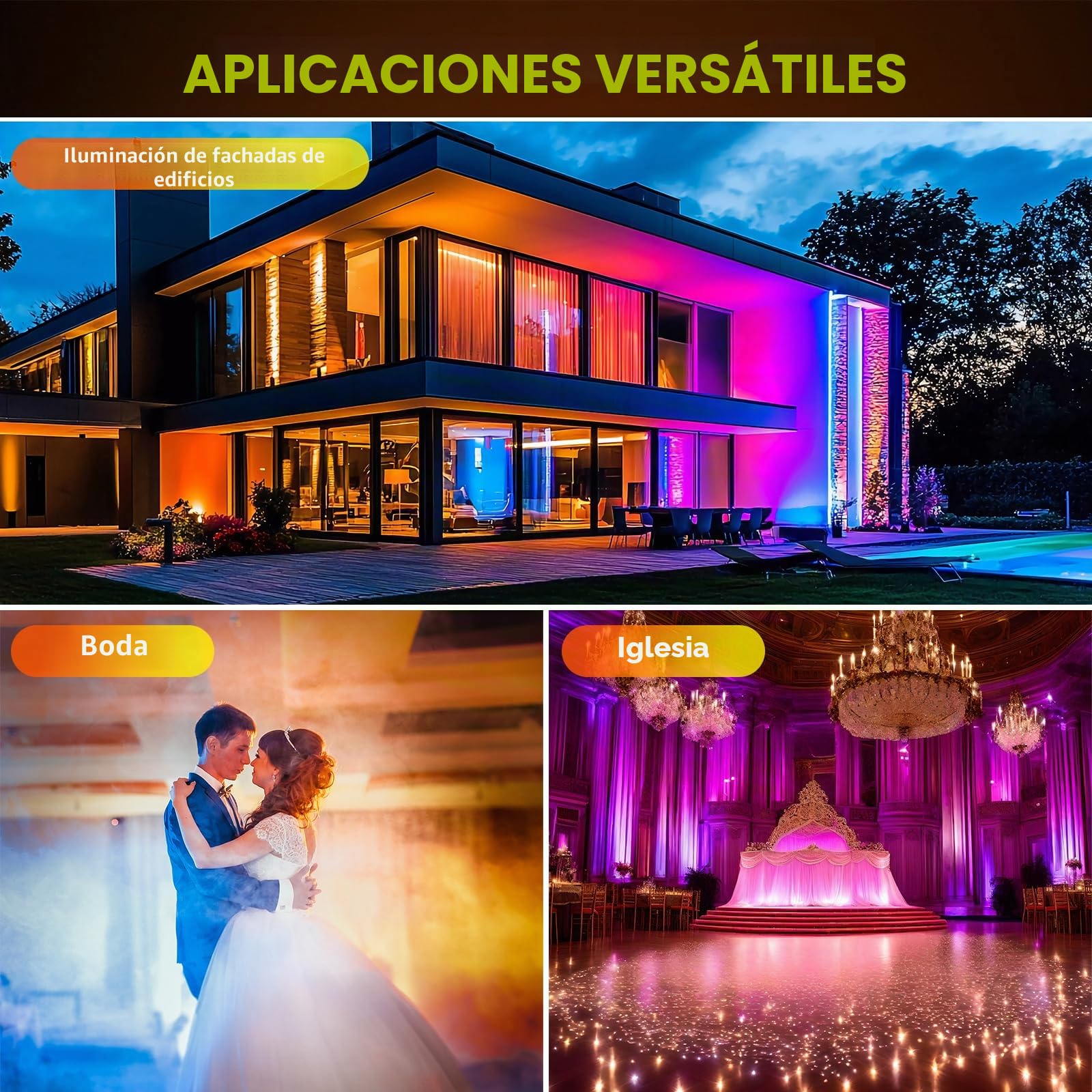 14 * 20W COB Wallwasher Luz de Escenario Barra, Foco de Efecto LED RGBW Ángulo de Haz 25° Control de Punto DMX512 Luz de Fiesta Estroboscópica para Dj Halloween Exteriores Disco