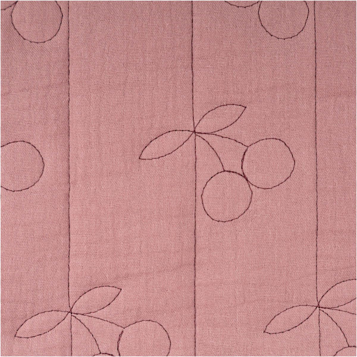 Quilting Fabric Muslin Cherry Embroidery Mauve 1.30 m Width Sold by the Metre Ideal for Sewing & DIY (130 cm Width)