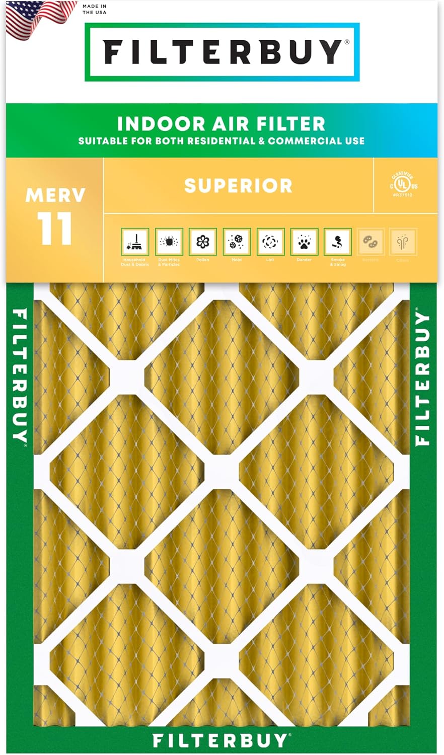 Filterbuy 12x20x4 Air Filter MERV 11 Superior Pet & Allergy Defense (1-Pack), Electrostatic Pleated 