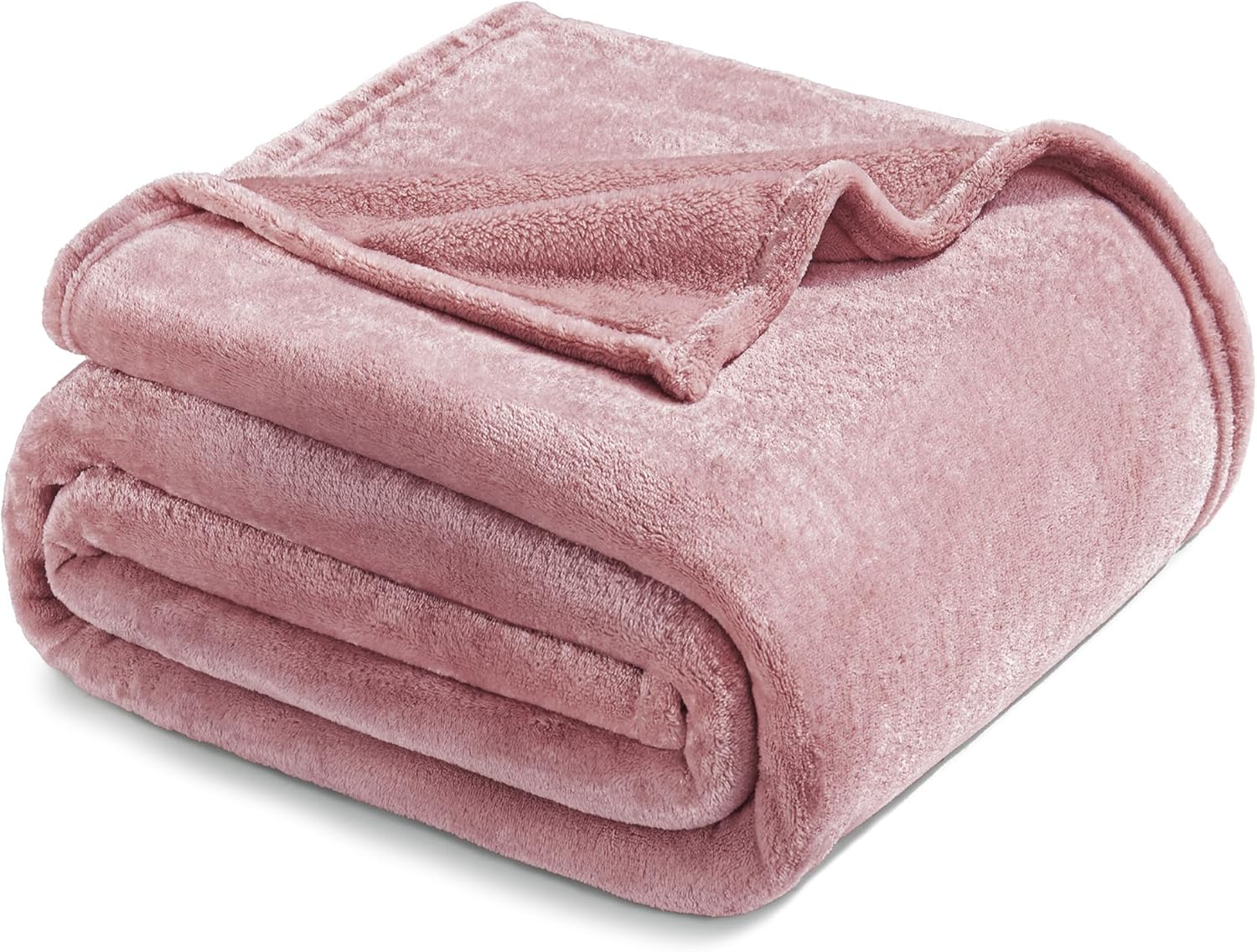 Exclusivo Mezcla Fleece Blankets Queen Size for Bed, Super Soft and Warm, All Season, Cozy, Plush, Lightweight, 90x90 Inches, Dusty Pink
