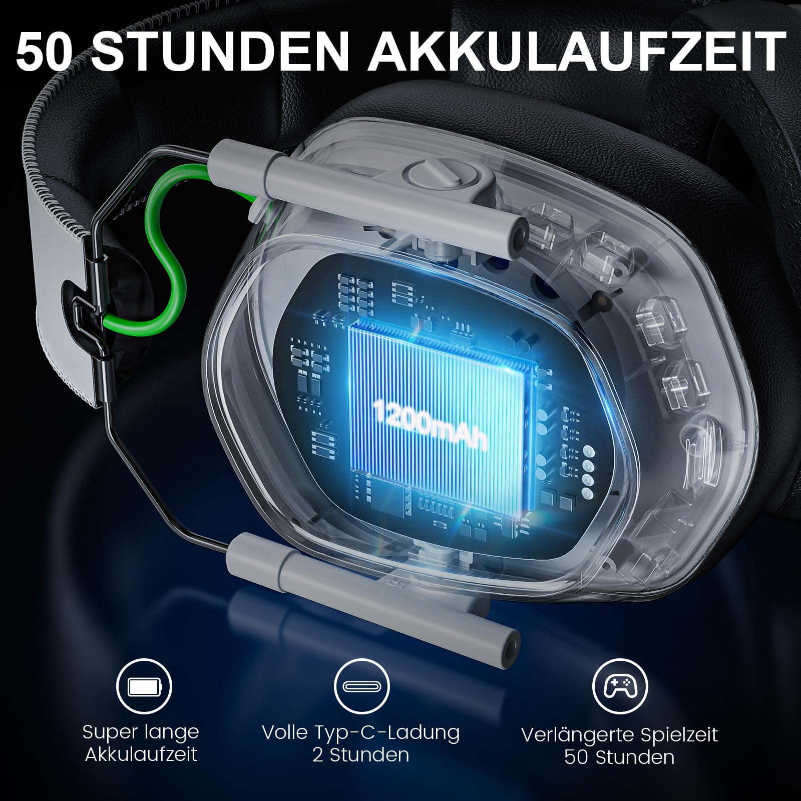 VK81 Cuffie Gaming Wireless con Microfono, 2.4 GHz Cuffie Gaming con Audio lossless, Cuffie da gioco pieghevoli con RGB per Ps5, Ps4, PC, Switch, Mac, Bluetooth 5.4, 50+ Ore