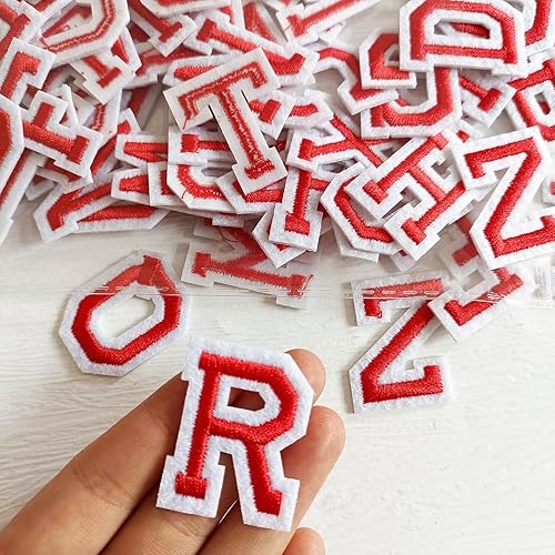 Miniatura 108 de Parches de letras para planchar de 1.3 pulgadas, 78 piezas, parches bordados del alfabeto A-Z para ropa, chaquetas, sombreros, mochilas, jeans