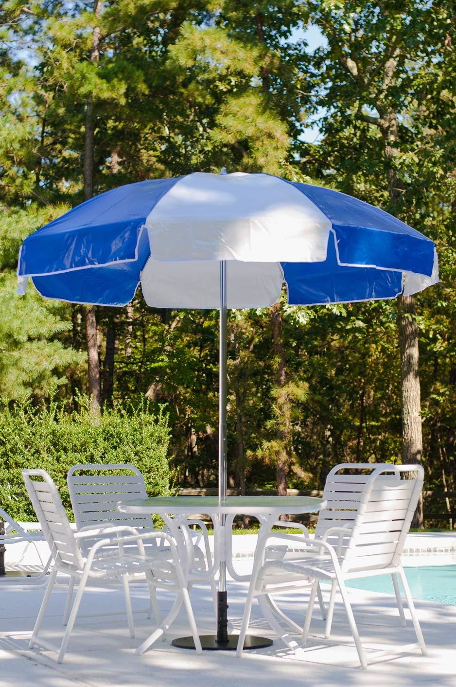 RIMZIM Blue and White Garden Umbrella 40'' Size with Tripod Stand