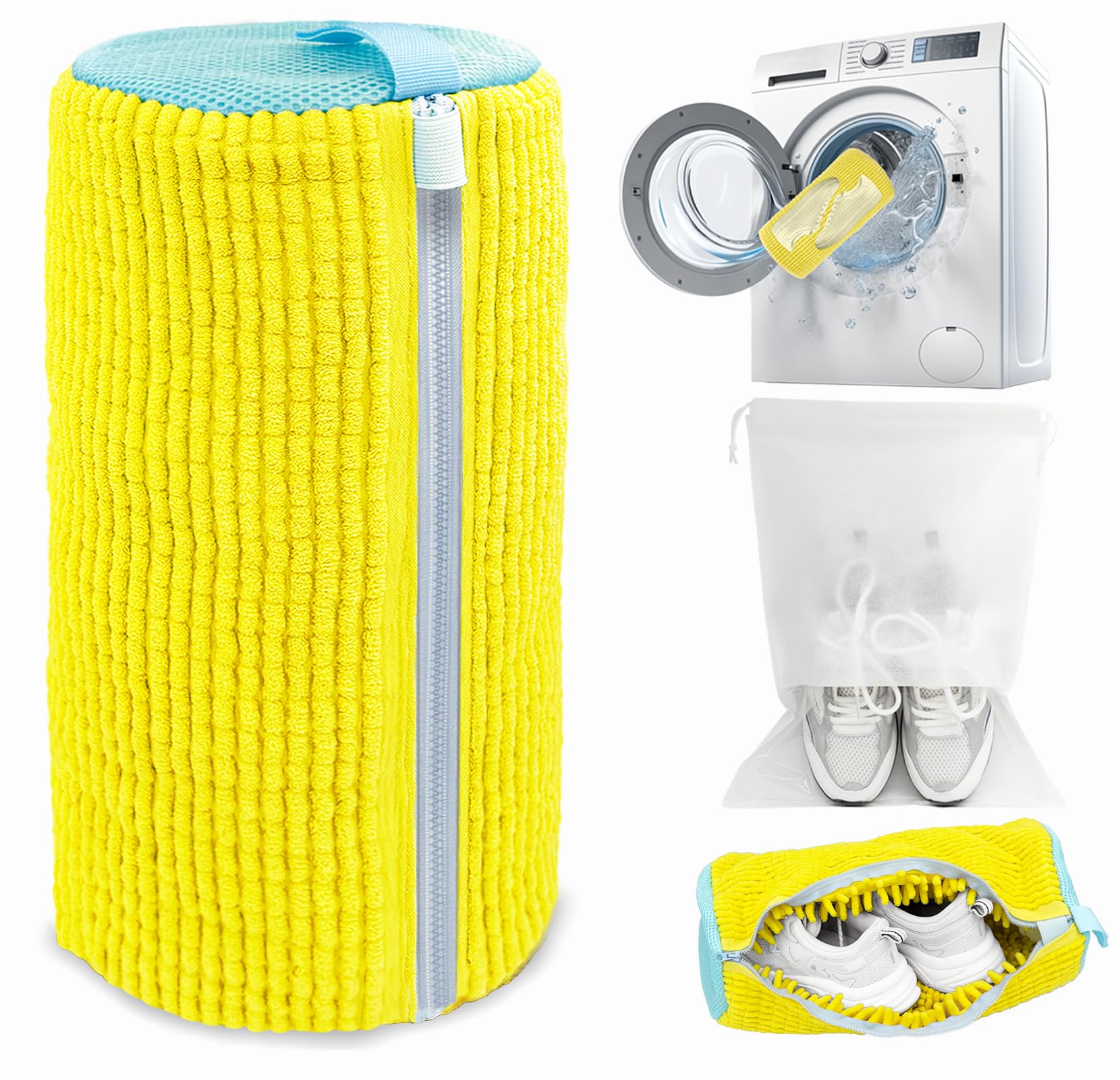Shoe Washing Machine Bag,Laundry Shoe Bag for Washer and Dryer,Reusable Shoe Cleaning Bag for Sneakers,Tennis Shoes,With Self-locking Zipper,