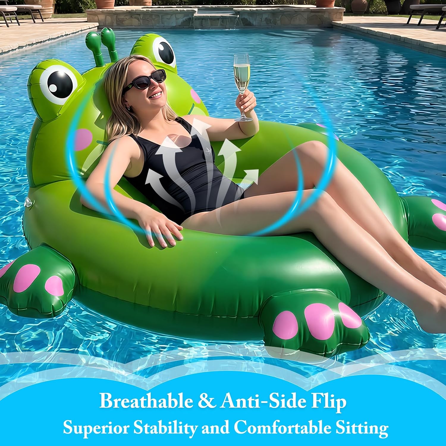 Inflatable Pool Float, Penguin Float with Handle Summer Beach Swimming Pool Floatie Lounge Floating Raft for Outdoor Party Decorations Toys for Adults Kids