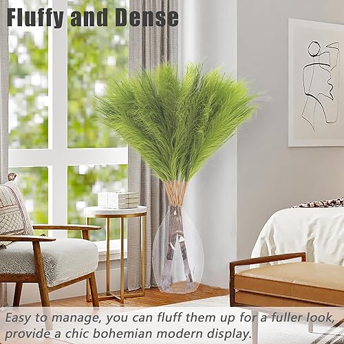 Miniatura 4 de Decoración de Hierba de Pampas de 38" 10 Tallos Altos - Hierba de Pampas Falsa para Jarrón de Piso Hierba de Pampas Artificial Esponjosa