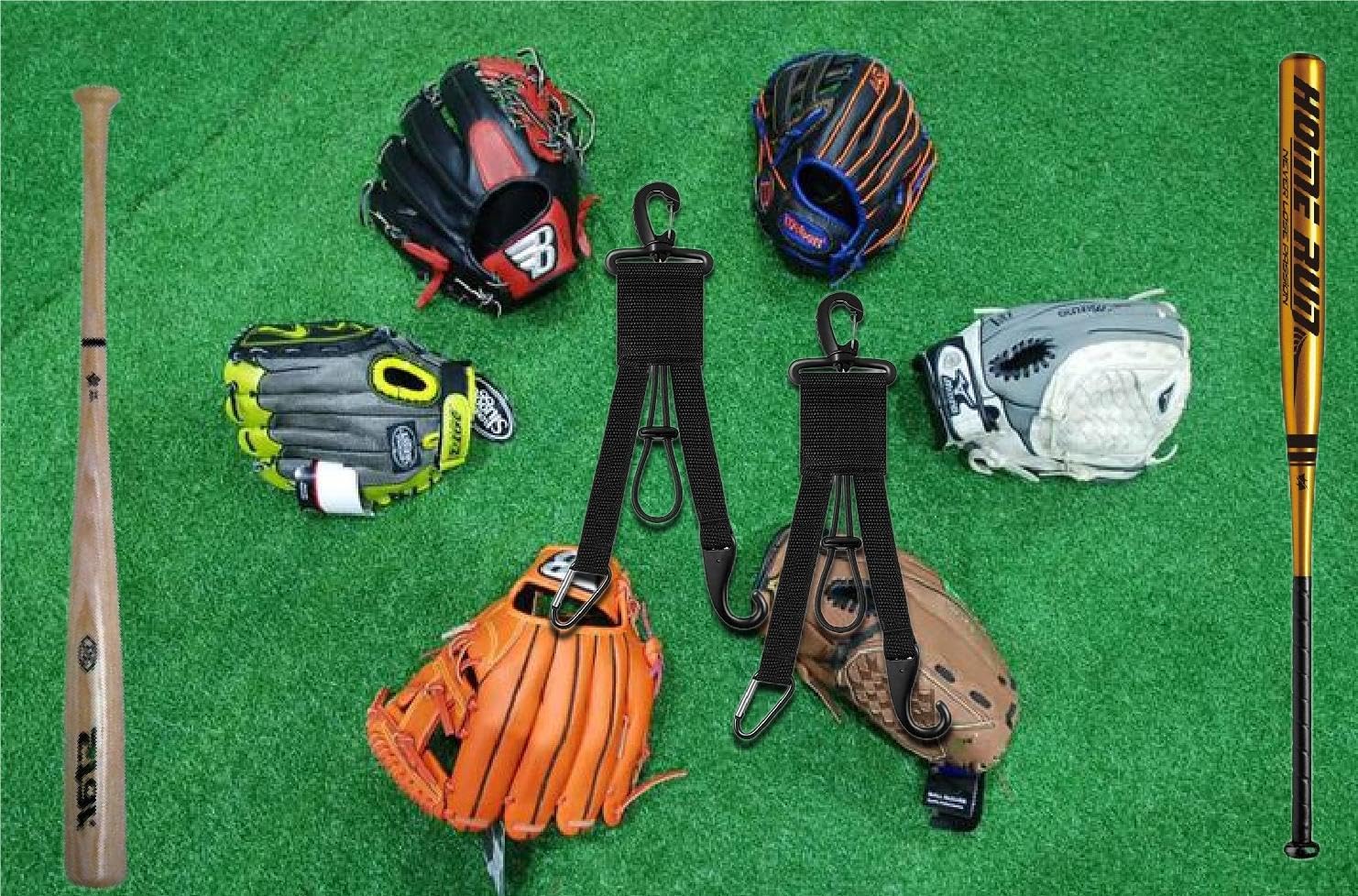 Wieszak na sprzęt baseballowy do softballu, 3 w 1, organizer, uchwyt na kij baseballowy, uchwyt na kij baseballowy z klipsem na rękawicę i haczykiem na kask, do baseballu, softballu, na