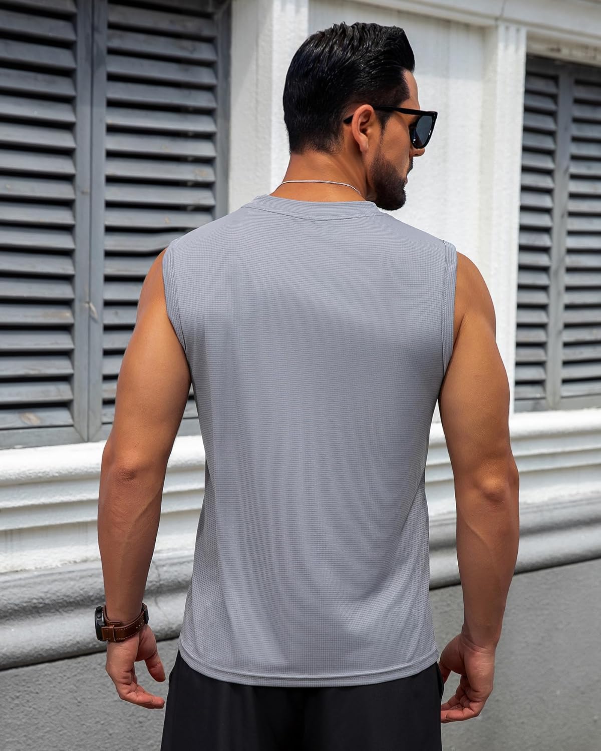 KAWATA Men's Tank Top Sleeveless Tee Muscle Workout Gym Shirts Lightweight Athletic Running Bodybuilding Shirt - Image 4