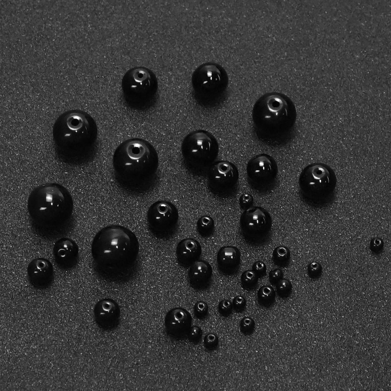 445 PCS Glass Beads 3-10mm Light Round Smooth Surface Clear Spacer Beads with Holes Crystal Beads Kit for DIY Crafts Making Bracelet Necklace Jewelry (Black) - Image 4