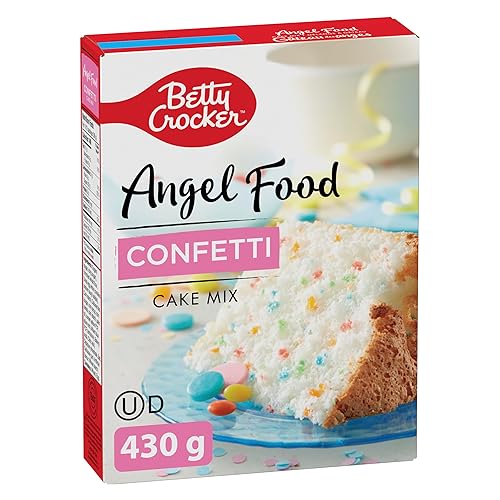 BETTY CROCKER - CAKE MIX - Confetti Flavour Angel Food Cake Mix, 430 Grams Package, Baking Mix, Just Add Water, Tastes Like Homemade, Easy To Bake - Confetti - 430 g (Pack of 1)