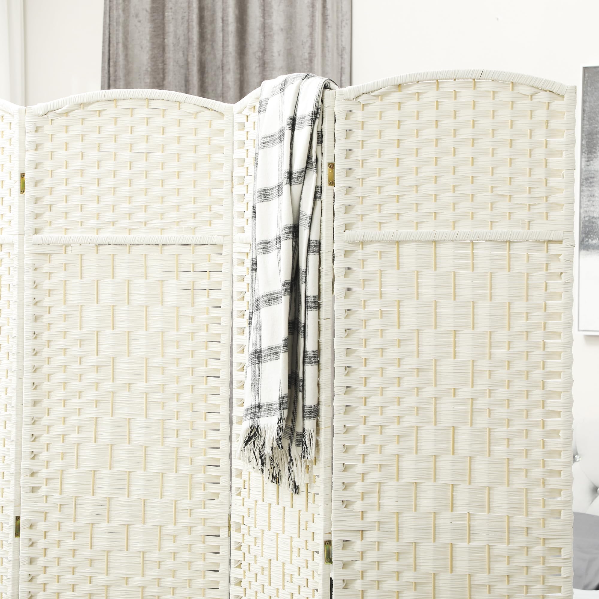 HOMCOM Paravent - Divisorio pieghevole, 4 pezzi, 180 x 180 cm, colore: Bianco