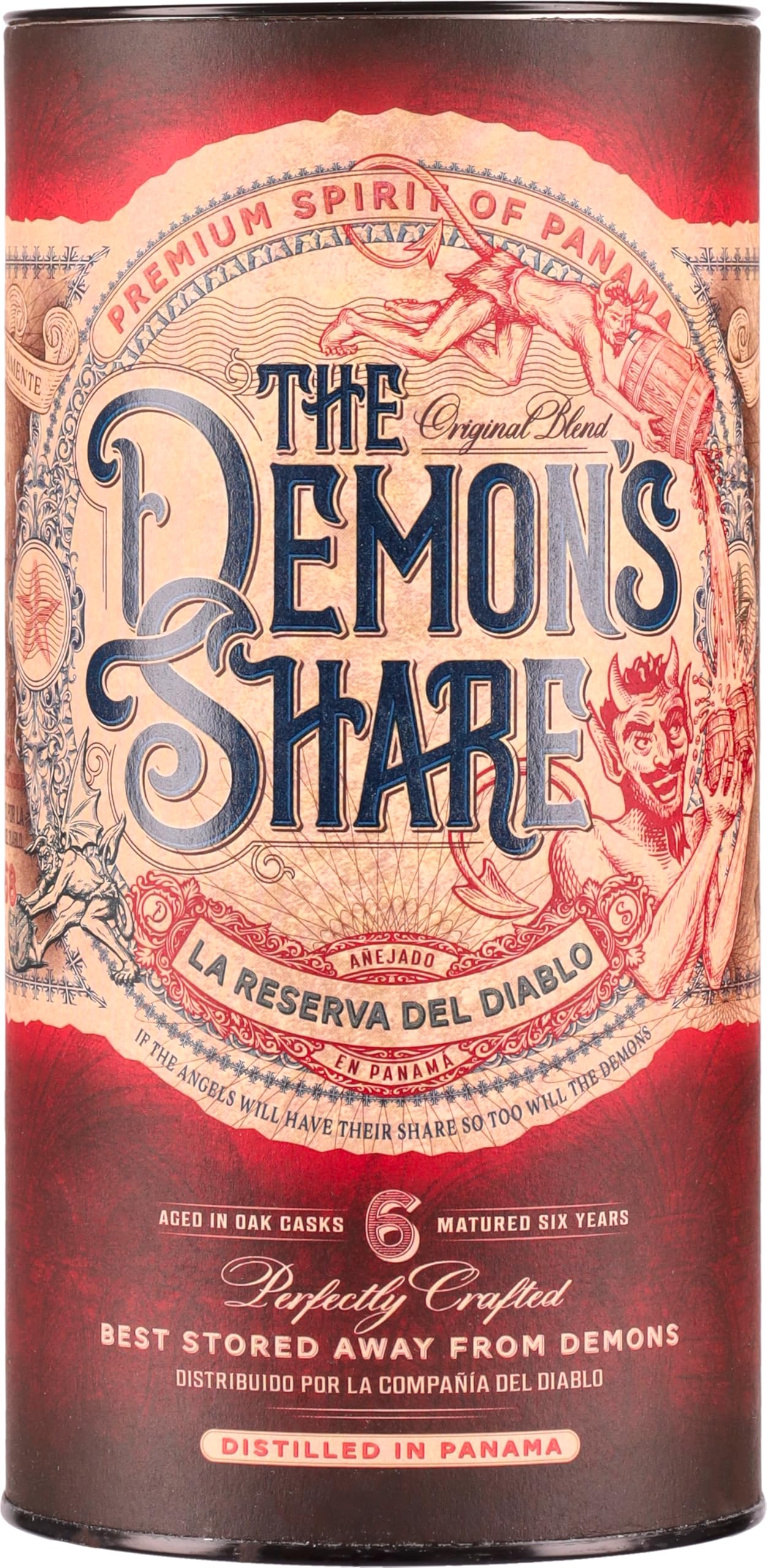 The Demon's Share Rum, 700ml, Note Vanigliate, Speziate e di Cuoio, Rum Scuro Artigianale di Panama, Invecchiato 6 Anni in Botti di ex Bourbon Americano, Confezione Regalo con Astuccio, 40% Vol.