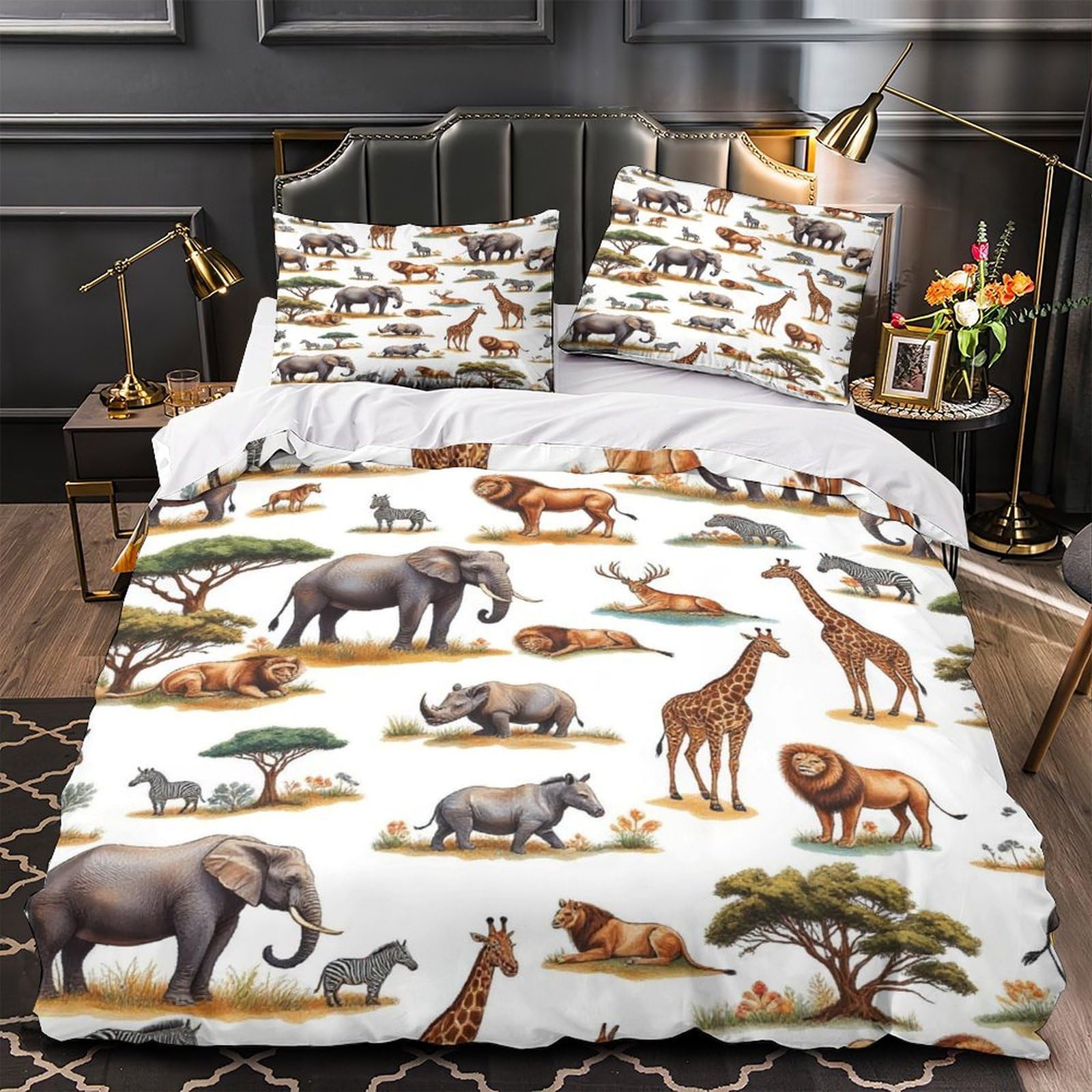 Parure de Lit Tigre 260x220 cm Housse de Couette Microfibre Enfant