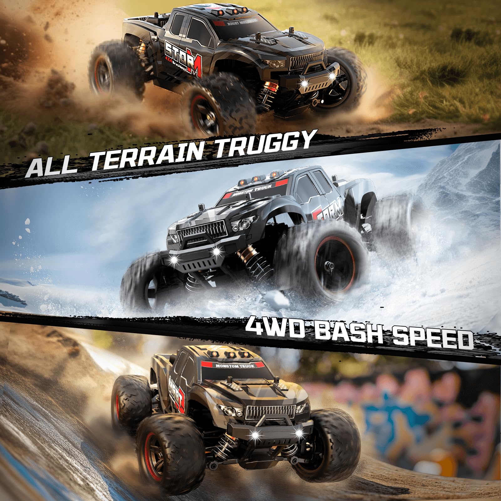 Womaqu Macchina Telecomandata 4x4 Brushless 1:18, Macchina Radiocomandata Professionale RC Car 52 km/h con Trasmissione in Metallo, 2 Batterie 1500mAh e Kit Parti di Ricambio, Auto Radiocomandata