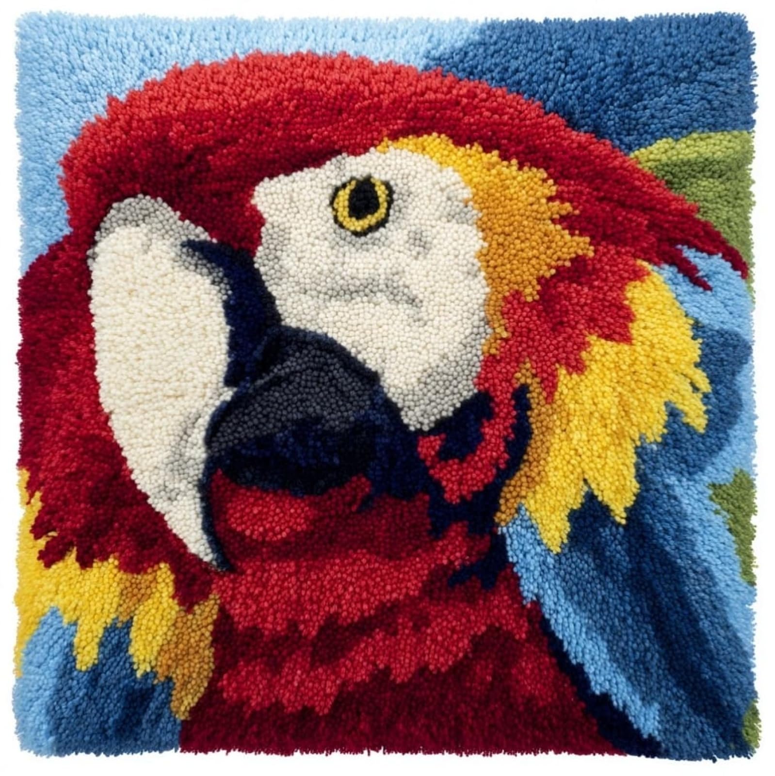 AxiangziK Latch Hook Kits 17x17in,Parrot Latch Hook Craft Decorative Tapestry DIY Needlework Rug Kits for Beginners Children Adults and Seniors