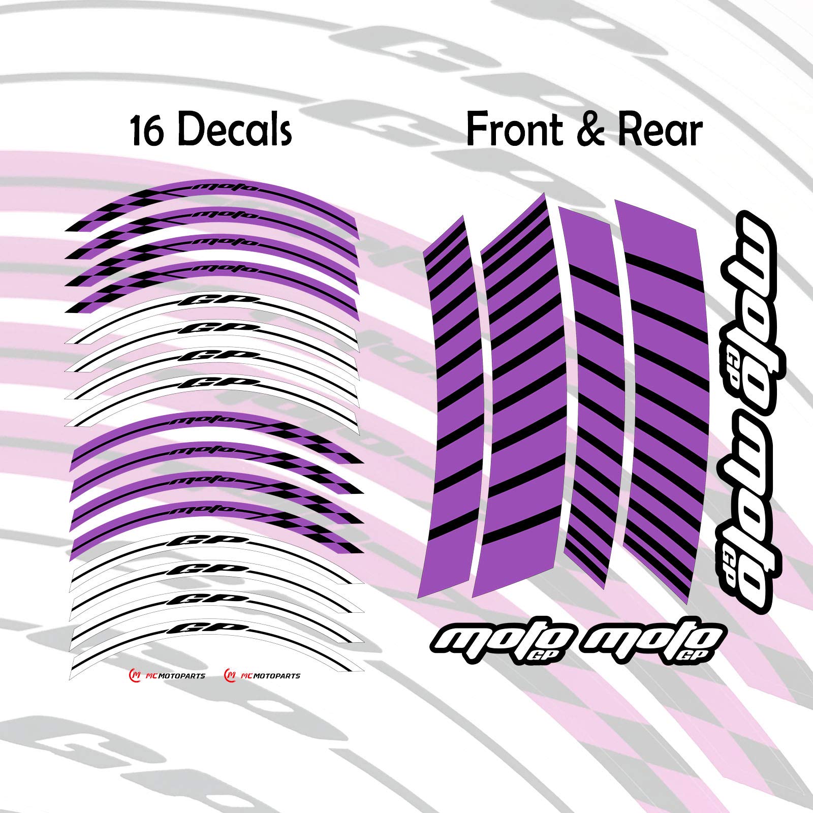 17 Inch Rim Stripes MC MOTOPARTS 17-Inch Wheel Rim Decals - Glossy ...
