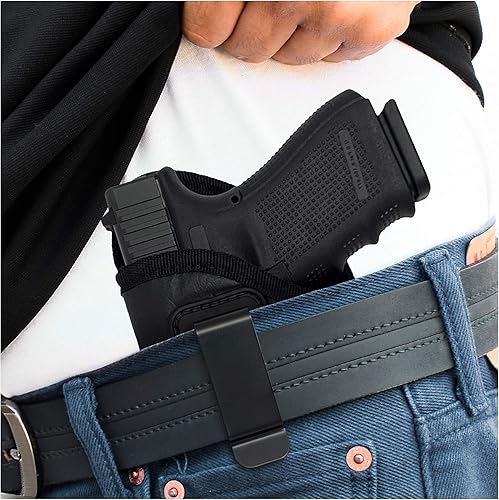 Miniatura 10 de IWB - Funda para pistola de Houston, material suave de cuero ecológico, compatible con Glock 1721, H & K, Beretta 92 FS, XDM, Ruger 45 BERSA PRO,