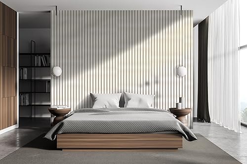 Miniatura 7 de Concord - Paneles de pared 3D  Paneles de pared de listones  roble natural  Panel de listones impermeables  94.5 x 4.8 pulgadas cada uno  18.9 pies