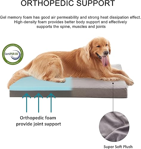 Miniatura 2 de Cama ortopédica de espuma viscoelástica para perros, camas refrescantes para perros extragrandes, cama impermeable para mascotas para jaula con