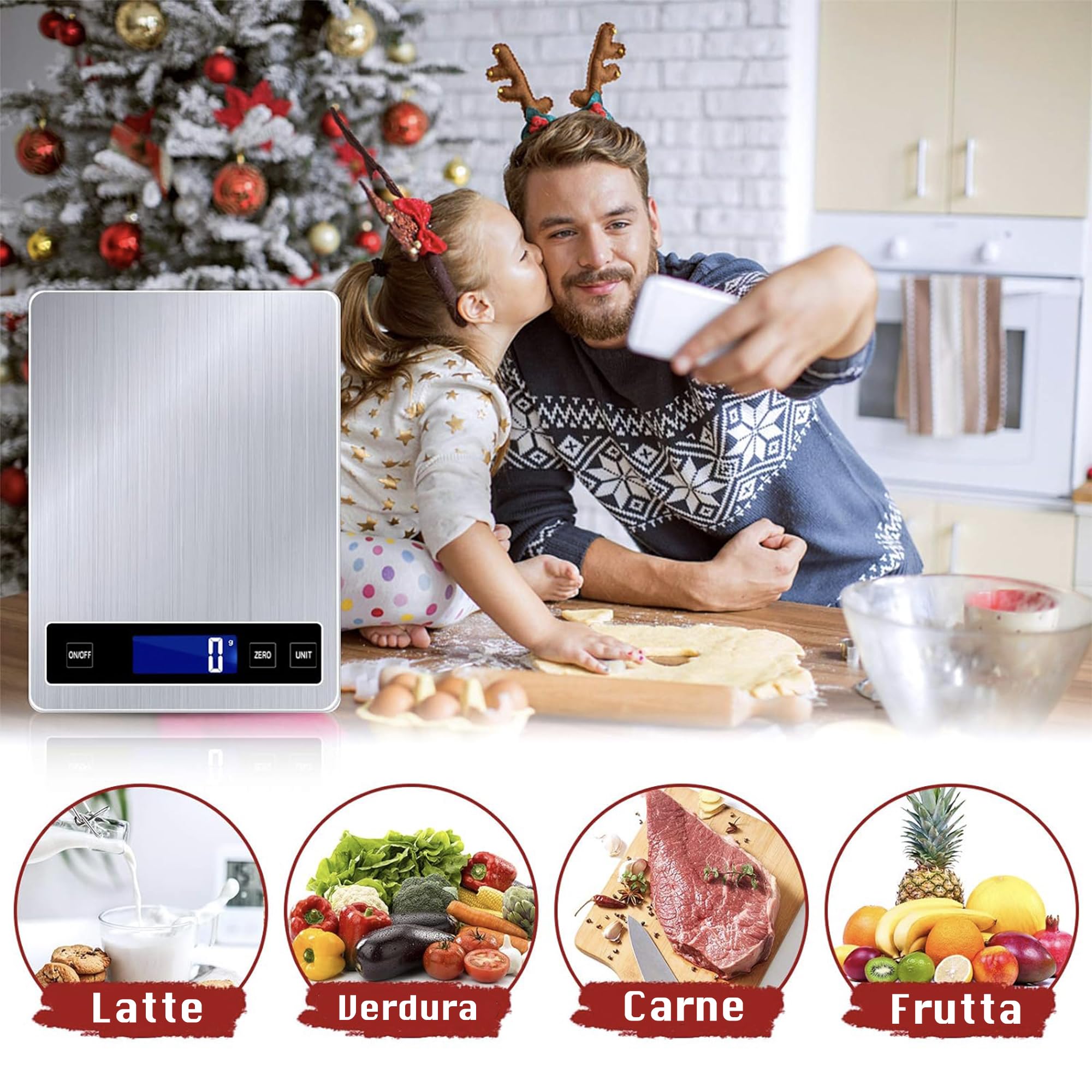 Bilancia da cucina, 33lb/15kg Bilancia da cucina digitale con display LCD+acciaio inox+vetro temperato, precisione fino a 1g - g/kg/lb:oz/ml/fl'oz - TYPE-C o Batteria(nessuna batteria inclusa)