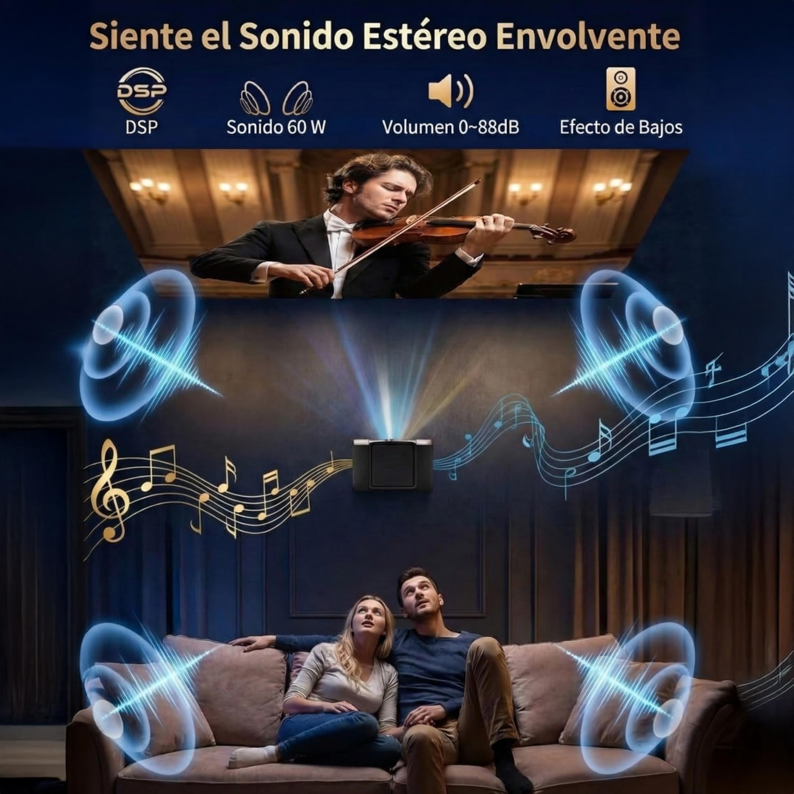 Proyector Unicview Dess C5 Enterprise, [Google TV y 2500 ANSI], Innovador Sistema de Auto elevación motorizado, HDR, Certificado, Soporte 4K con WiFi 6 y Bluetooth, Enfoque y Keystone automáticos