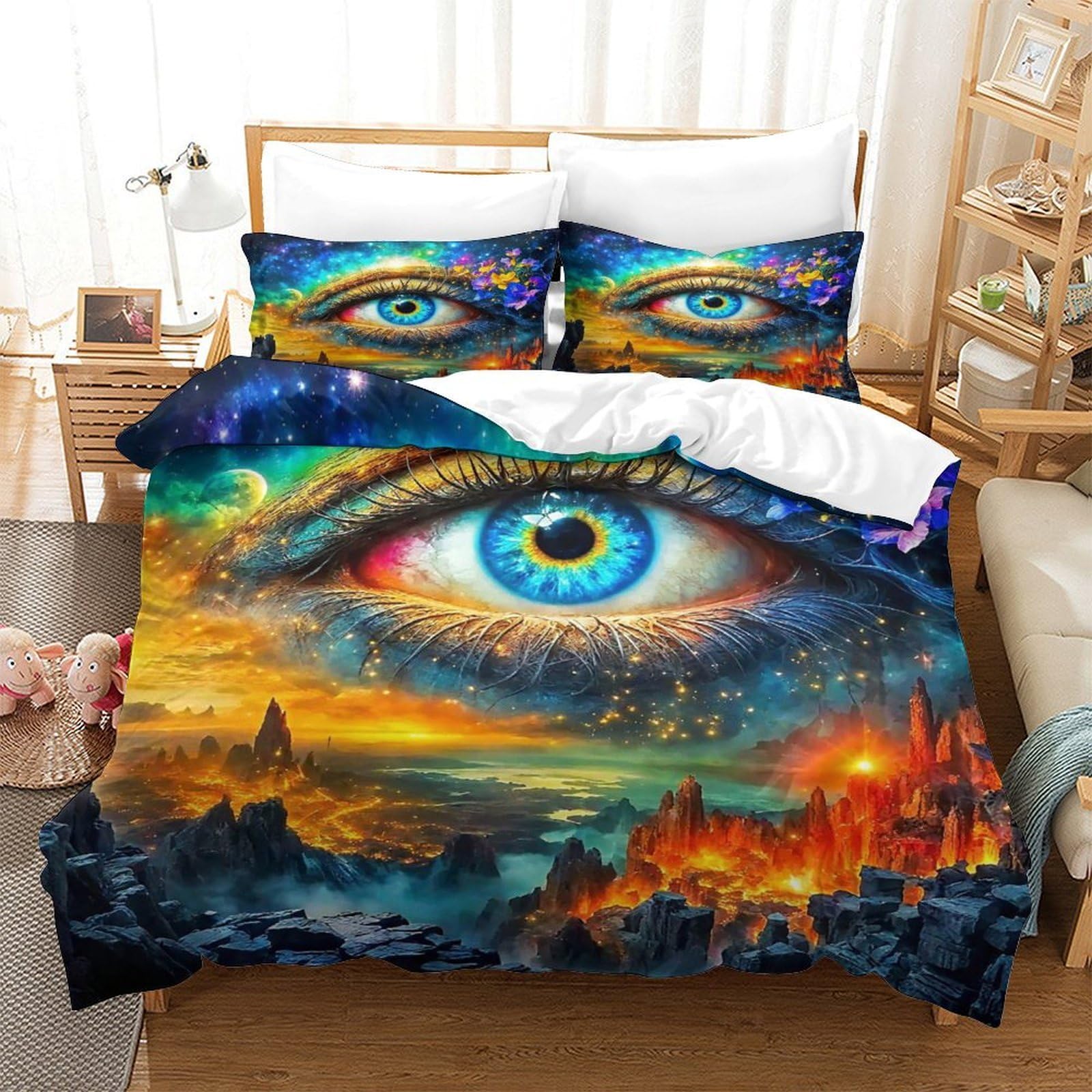 Ensemble de lit King L'œil de Dieu en microfibre supérieure imprimée 3D