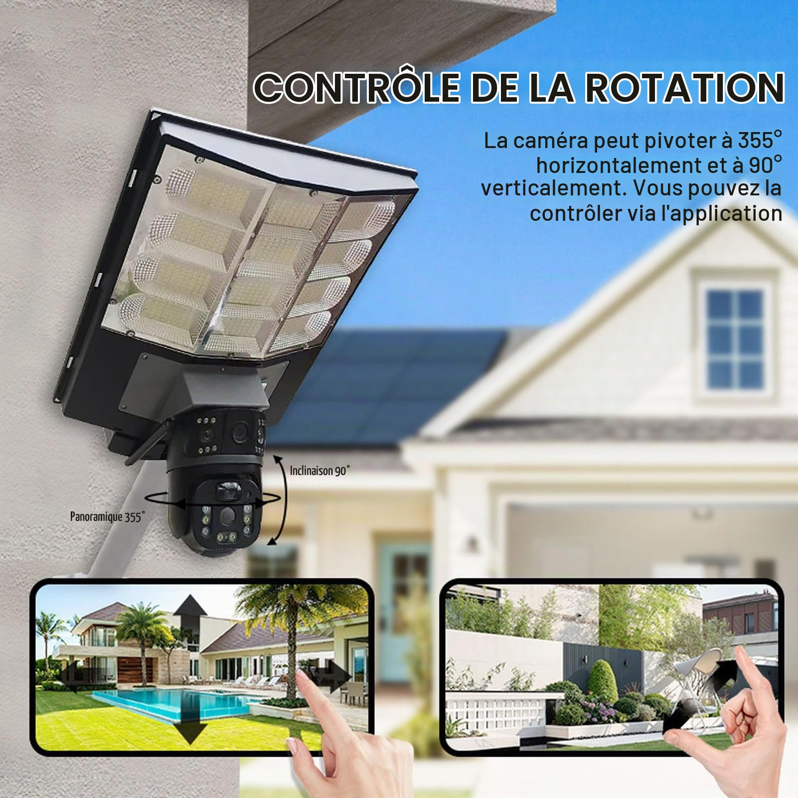 VBESTLIFE Caméra de sécurité pour Lampadaire Solaire 2 en 1 pour L'extérieur, Double Objectif Full HD 1080P, Connexion 4G, Détection Humaine, Audio Bidirectionnel, étanche à l'eau