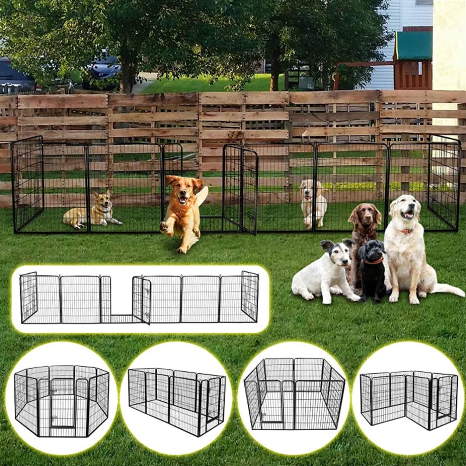 Homewell - Valla plegable para mascotas (8 unidades, 80 x 60 cm, valla de metal para mascotas, valla de juego para mascotas y uso en interiores y exteriores