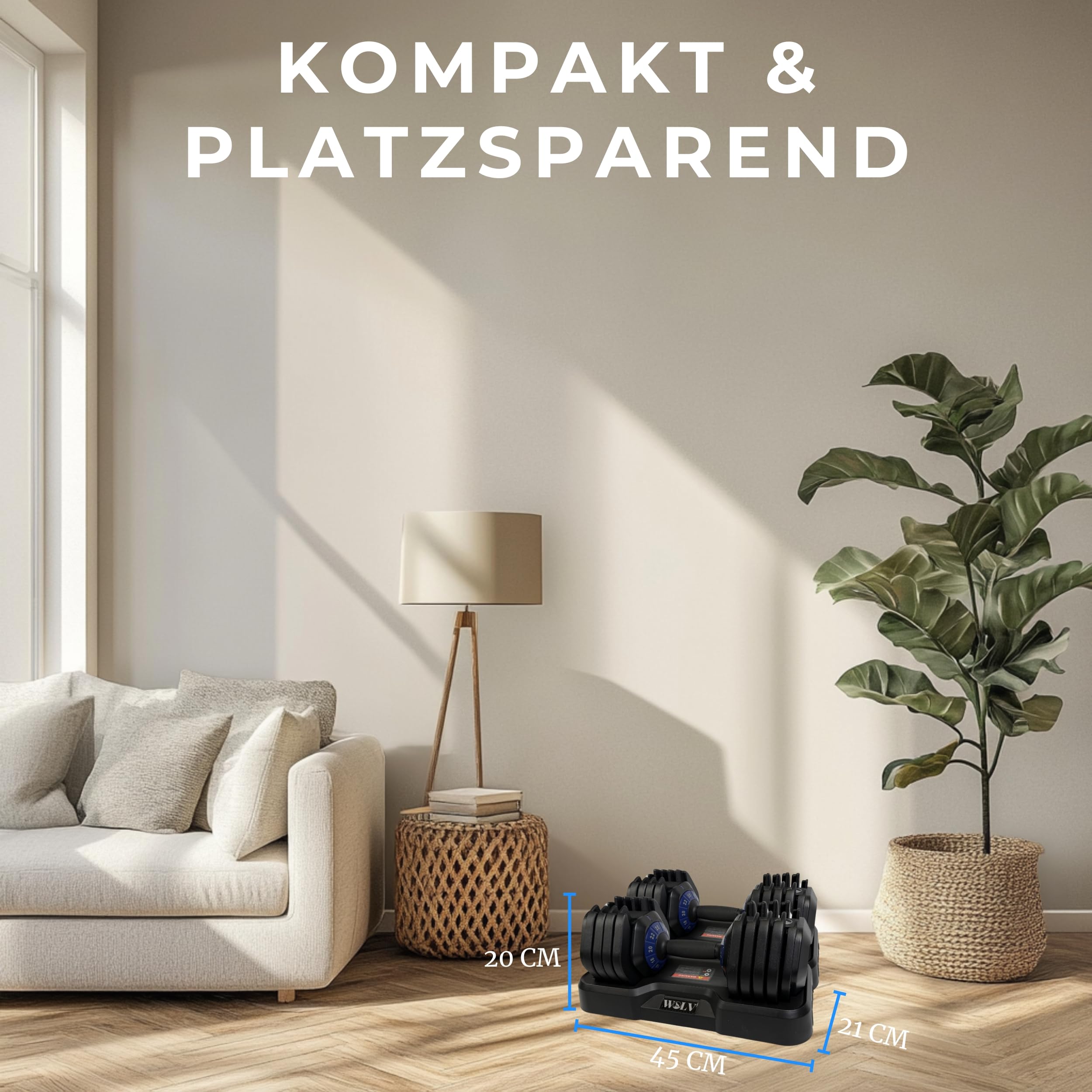 WOLV 25kg Verstellbare Hanteln – Einstellbare Hantel mit 10 Gewichtsstufen, Platzsparendes Design, Hanteln mit rutschfestem Griff, Perfekt für Zuhause, Fitnessstudio & Krafttraining