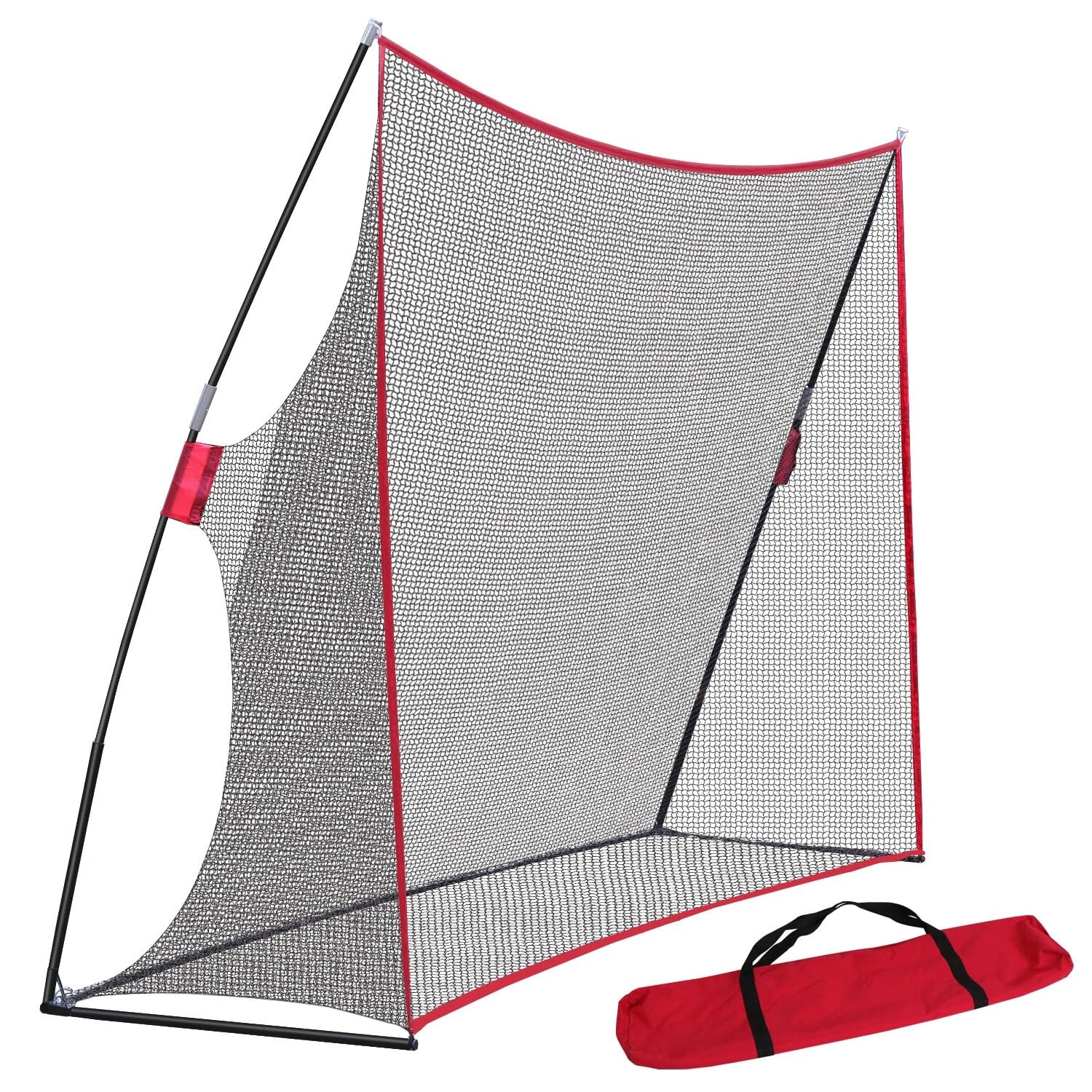Golfnetz riesig 305x93x217 cm tragbar stabiles Golf Übungsnetz für Innen & Außen mit Aufbewahrungsnetz & 4 Heringen Trainingshilfe für Zuhause schwarz/rot