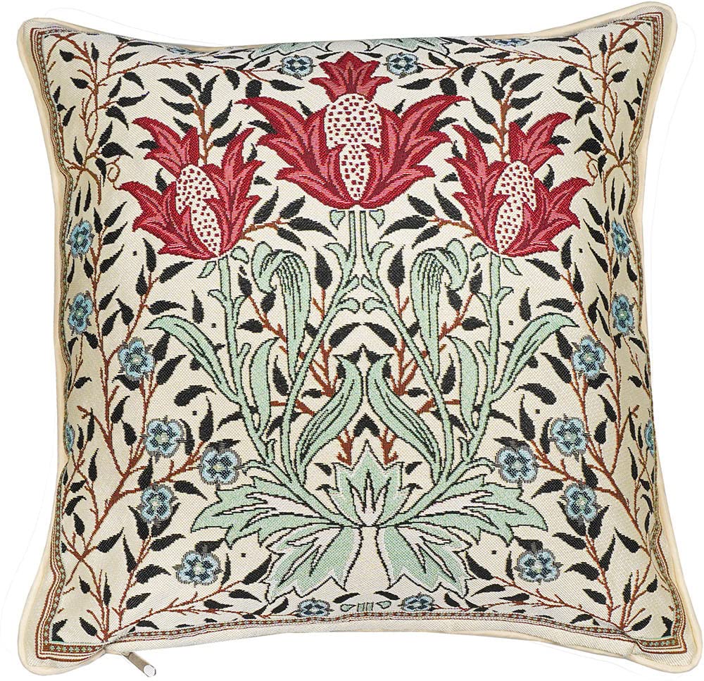 Signare Tapestry Panelled Cushion Cover 18 x18 inches 45cm x 45cm Decorative Sofa Cushions with William Morris Bourne Design (Bourne, CCOV-PN-BOURNE)