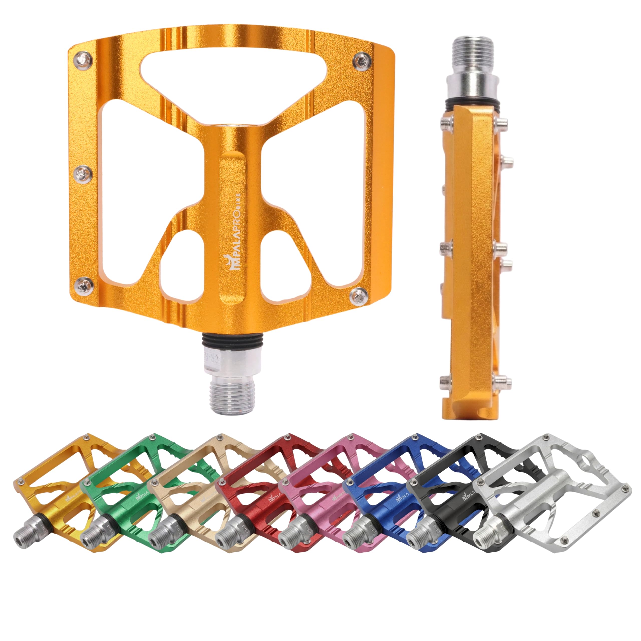 IMPALAPRO Pedali Bici Corsa in Alluminio Ultraleggeri 320 g – Pedali MTB Piattaforma Media 97×92 mm con 10 Pins Inox Antiscivolo – Pedale MTB per Uso Urbano, Gravel, BMX ed E-Bike