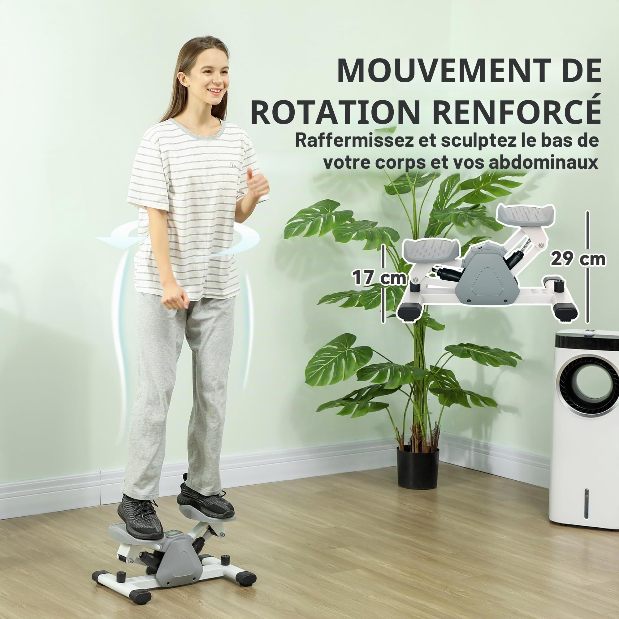 SPORTNOW Mini Stepper pour Domicile avec Écran LCD Gris
