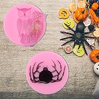 Vista 6 de Moldes para fondant de Halloween, 8 piezas de molde de silicona para Halloween, rosa Halloween Moldes de silicona, antiadherente fondant Molds